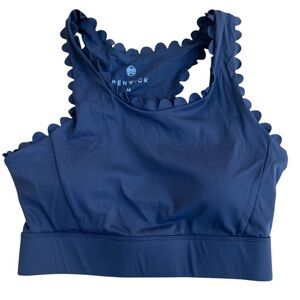 Renwick Scalloped Active Bra Scalloped Edge Blue Sports Bra